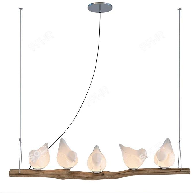 Elegant Birds Pendant Lamp 3D model image 1