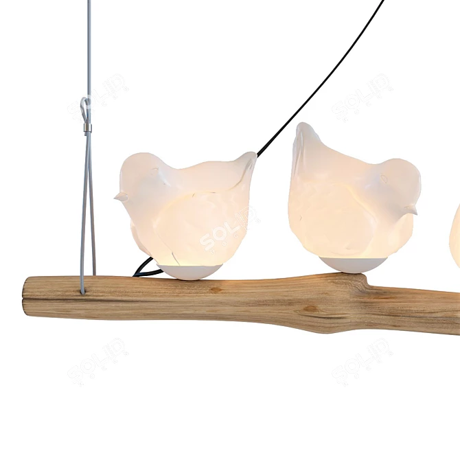 Elegant Birds Pendant Lamp 3D model image 2