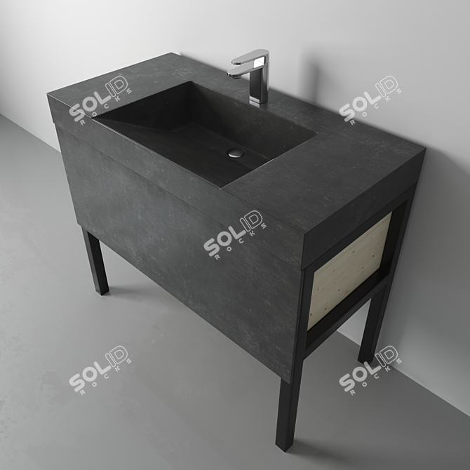 Elegant Iceberg Concrete Sink 3D model image 1