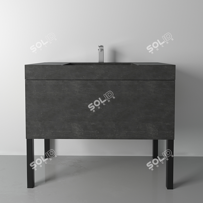 Elegant Iceberg Concrete Sink 3D model image 3