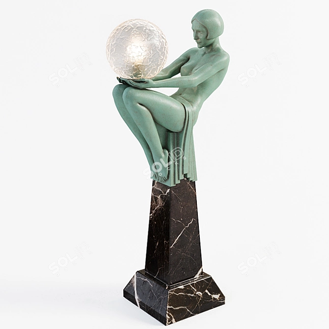Enigme: Art Deco Femme Figural Lamp 3D model image 1