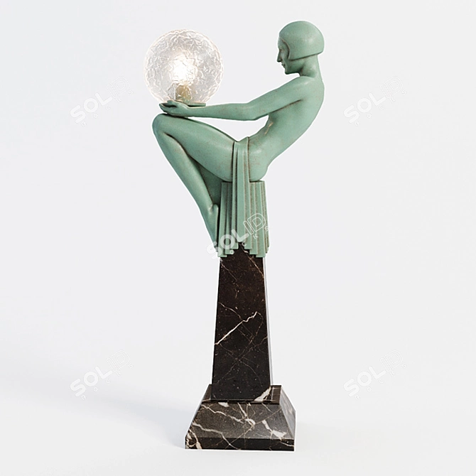 Enigme: Art Deco Femme Figural Lamp 3D model image 2
