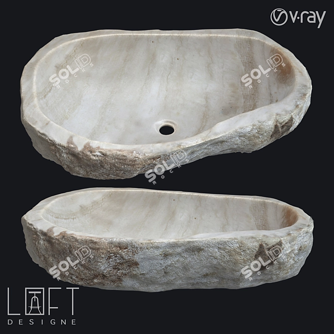 LoftDesigne Natural Stone Sink - 60x50x15 cm 3D model image 1