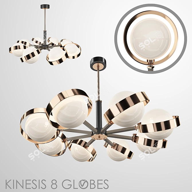 Sleek Kinesis 8-Globe Pendant 3D model image 1