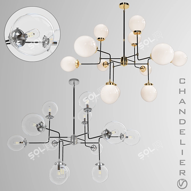 Mid-Century Parlor Chandelier 3D model image 1