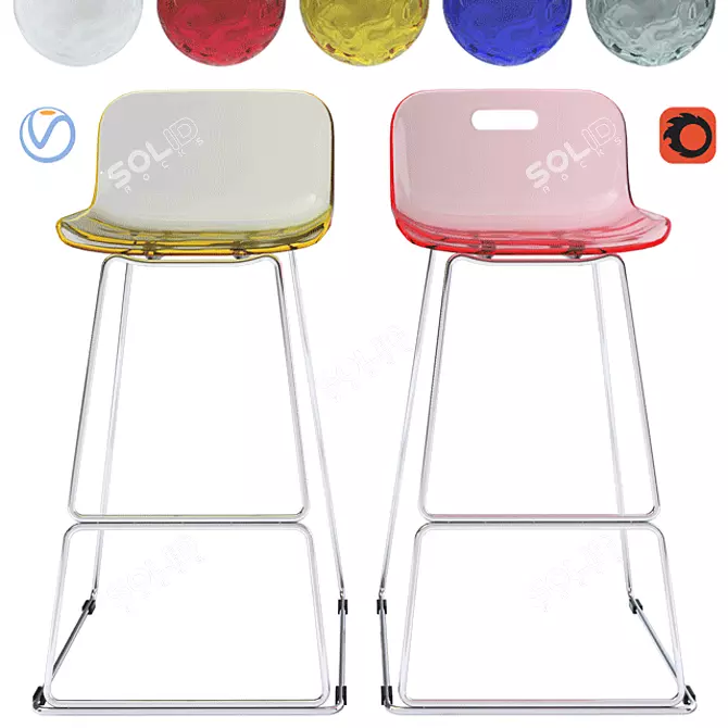 Modern Petal Bar Stool 3D model image 1