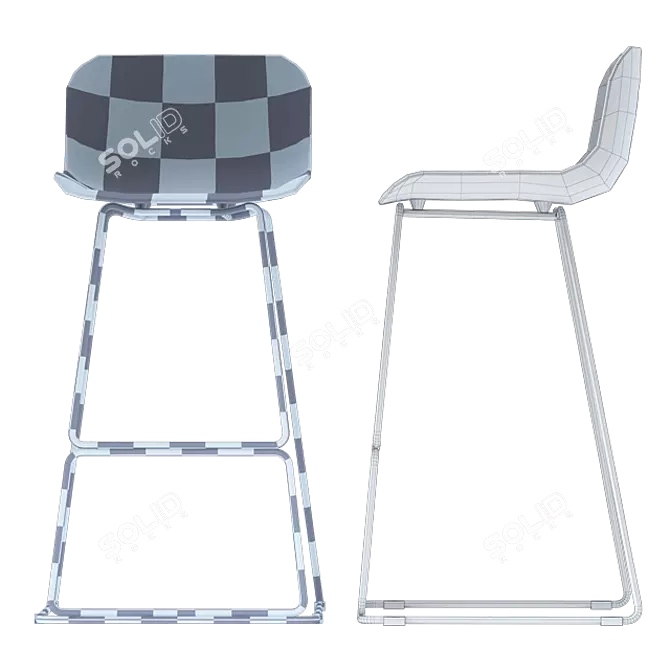 Modern Petal Bar Stool 3D model image 3