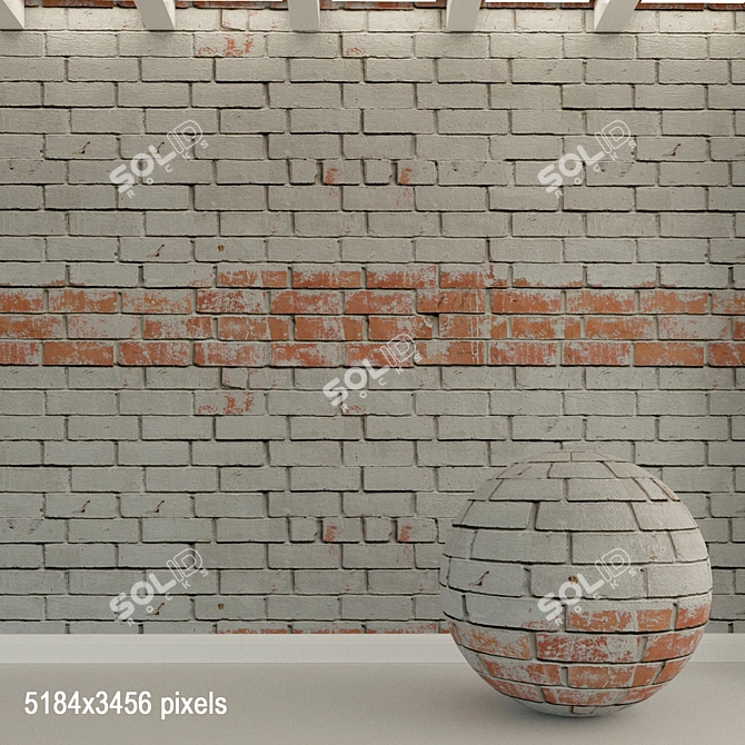 Vintage Brick Wall Texture 3D model image 1