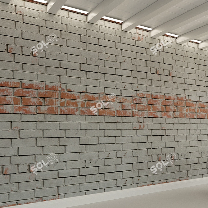 Vintage Brick Wall Texture 3D model image 2