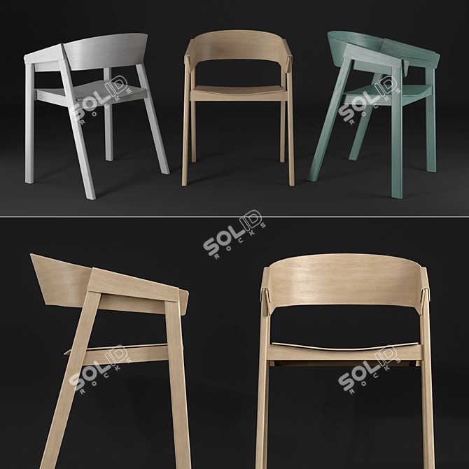 Modern Wood Lounge Chair: Cover Oak 3D model image 1