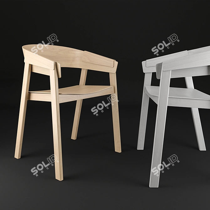 Modern Wood Lounge Chair: Cover Oak 3D model image 3