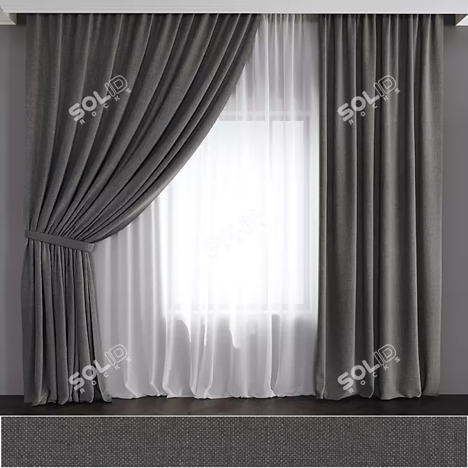 Mid Poly Corona Curtains 3D model image 1