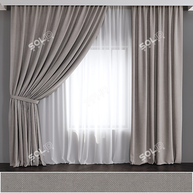Mid Poly Corona Curtains 3D model image 1
