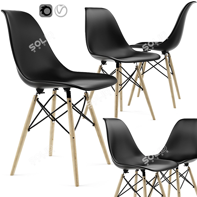 Leaf Cross Dining Chair: Elegant and Versatile 3D model image 1