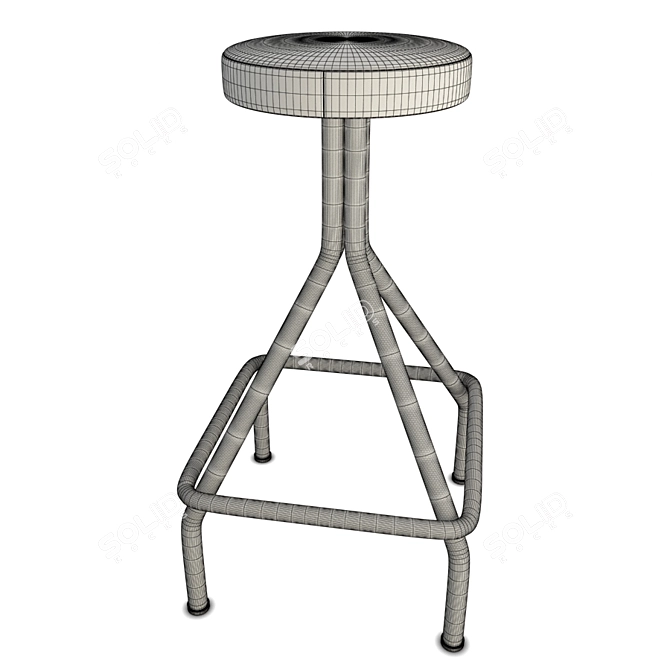 Rustic Leather Industrial Stools 3D model image 2