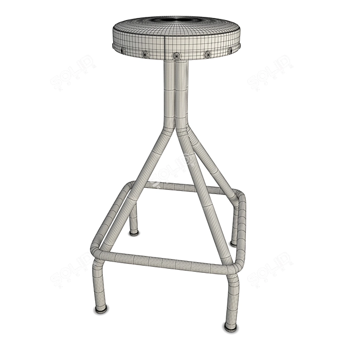 Rustic Leather Industrial Stools 3D model image 3