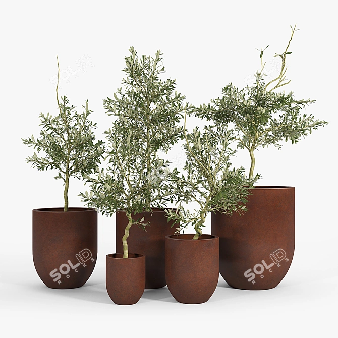 Rustic Neo Planters: Stylish and Functional 3D model image 1