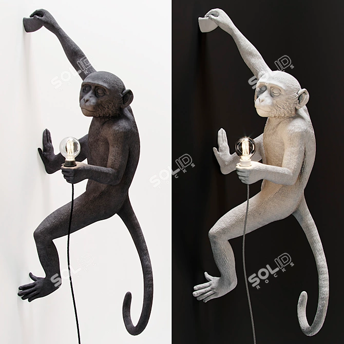 Modern Hanging Monkey Lamp in Black and White 3D model image 2