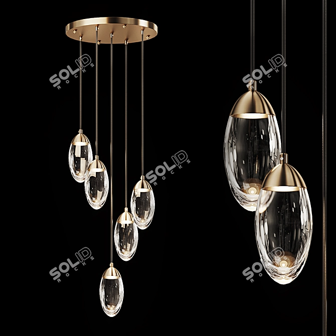 FIERA 5: Sleek Glass Pendant Light 3D model image 1