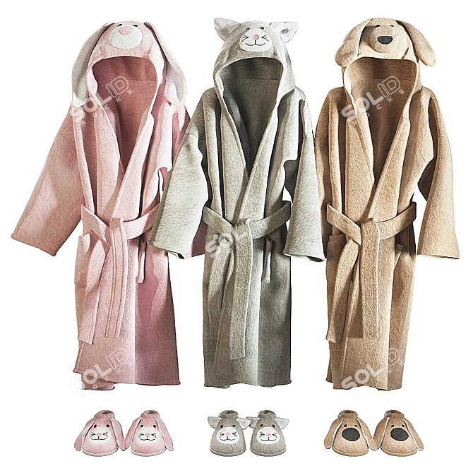 Cozy Animal Bathrobe for Kids 3D model image 1