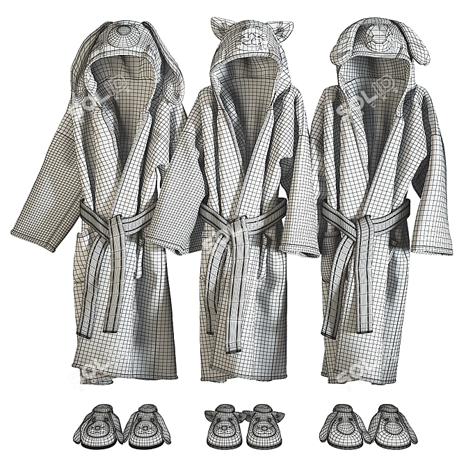 Cozy Animal Bathrobe for Kids 3D model image 2