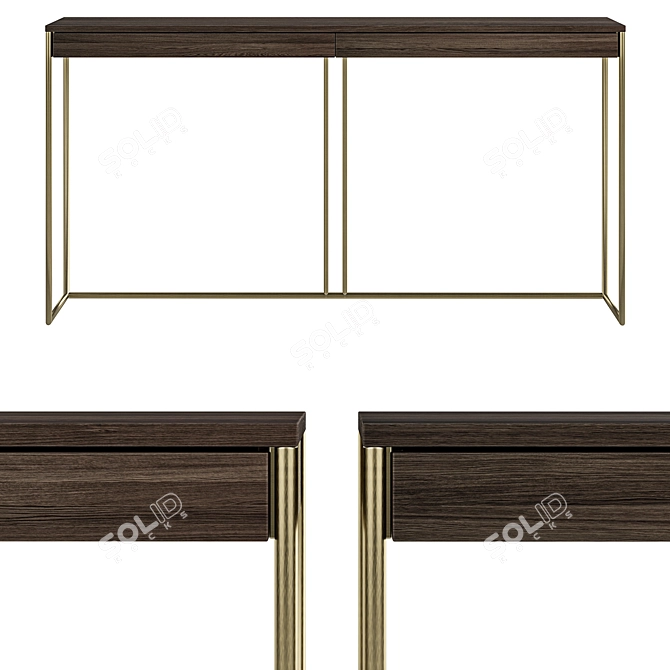 Elegant Merge of Wood and Brass 3D model image 1