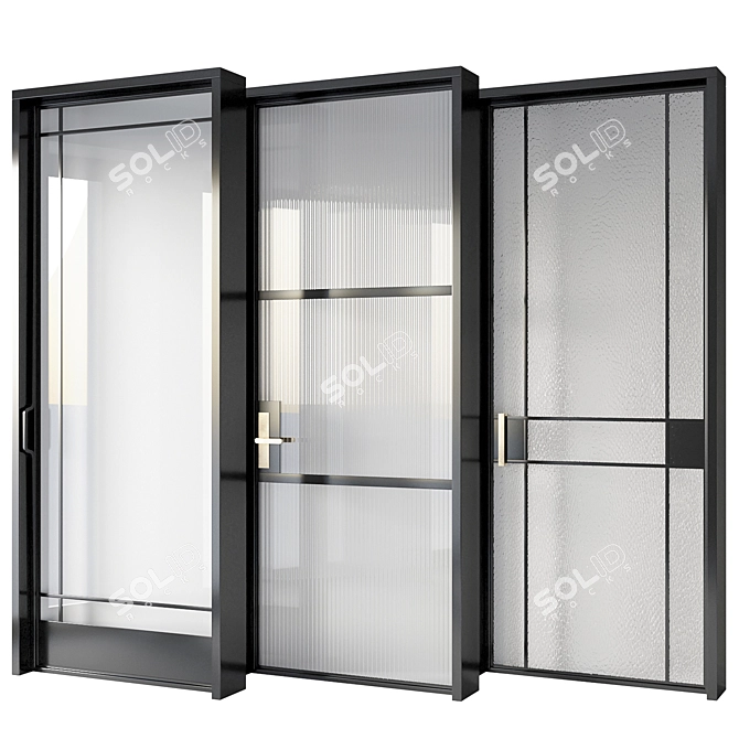 Glamor Glass Doors Collection: Black & Gold 3D model image 2