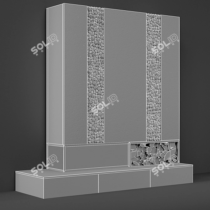 Modern Moss-Decorated Fireplace 3D model image 3