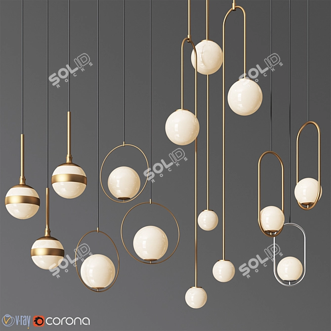 Sleek Pendant Light Set - 4 Unique Designs 3D model image 1