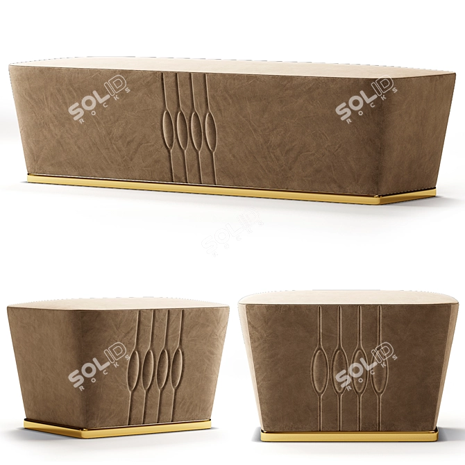 Pregno Bench: Bronze Patina Leather 3D model image 1