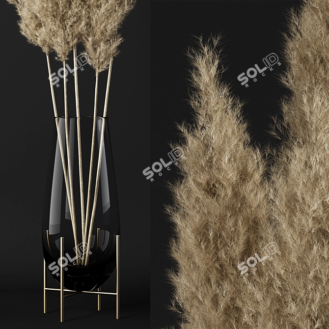 Elegant Pampas Bouquet in Glass 3D model image 2