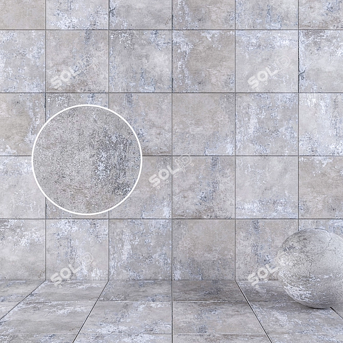 GHOST Grey Multi-Texture Wall/Floor Tiles 3D model image 1