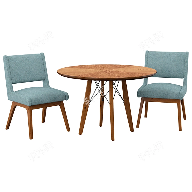 Blue Bliss: 3-Piece Dining Set 3D model image 2