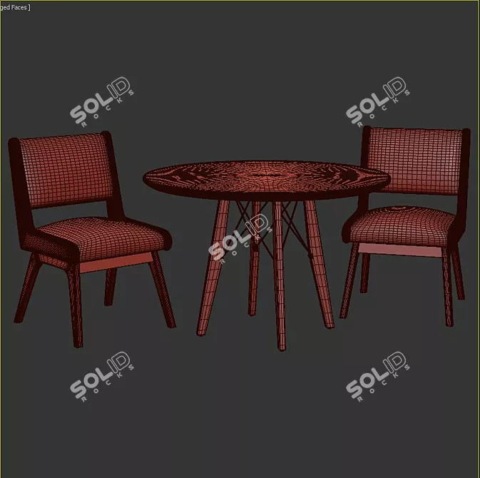 Blue Bliss: 3-Piece Dining Set 3D model image 3