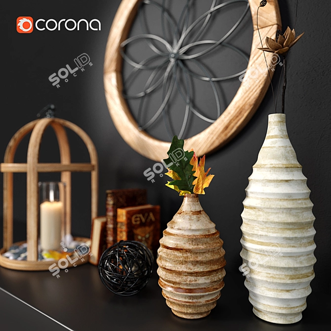 Rustic Wood Decor Set 3D model image 2