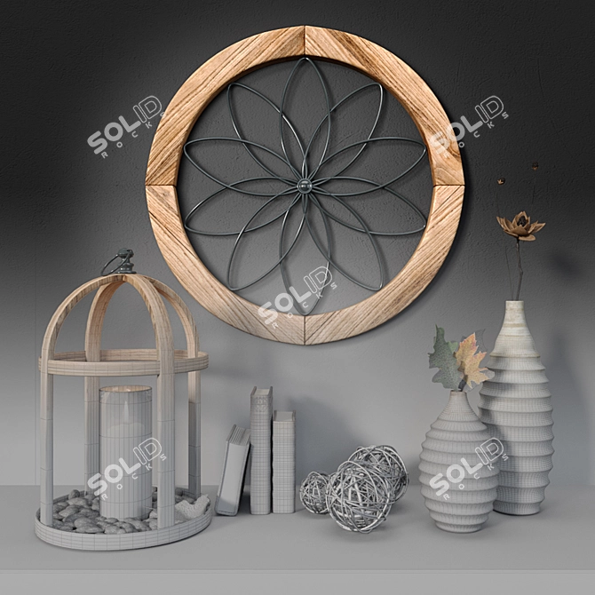 Rustic Wood Decor Set 3D model image 3