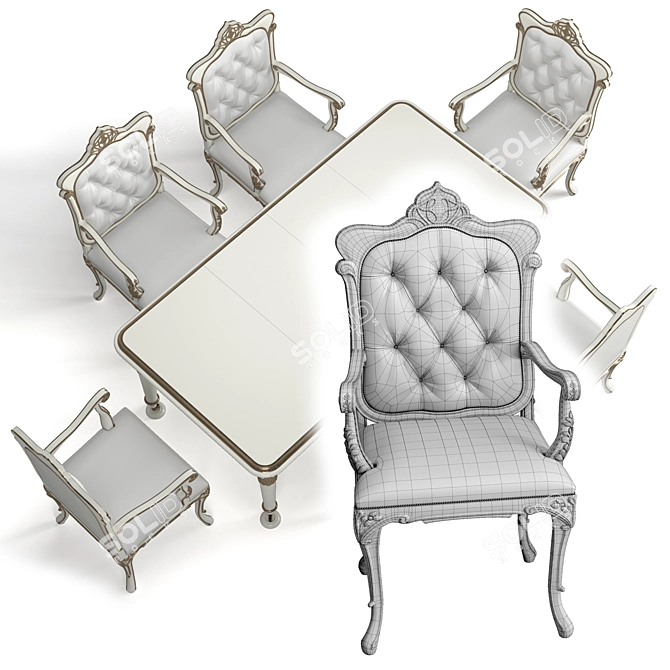 Capitonne Liberty Armchair & Table Set 3D model image 3