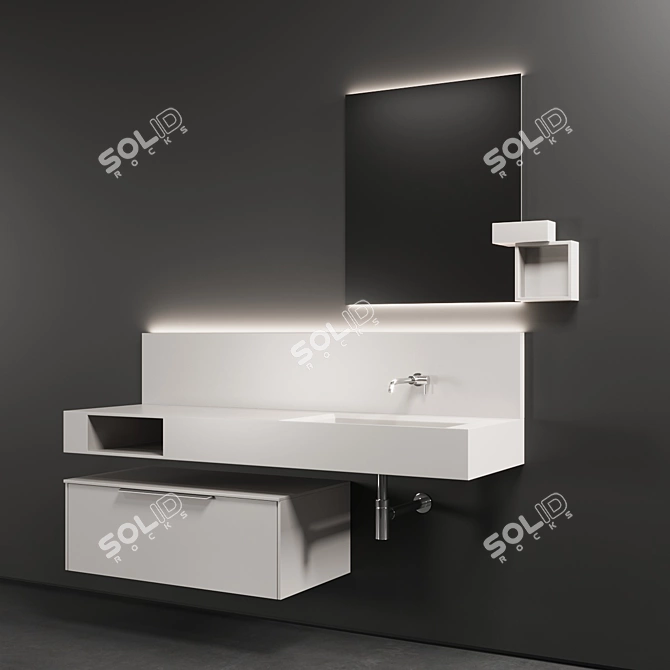 Modern Laminate Vanity Unit | Cerasa NEROLAB SET 2 3D model image 1