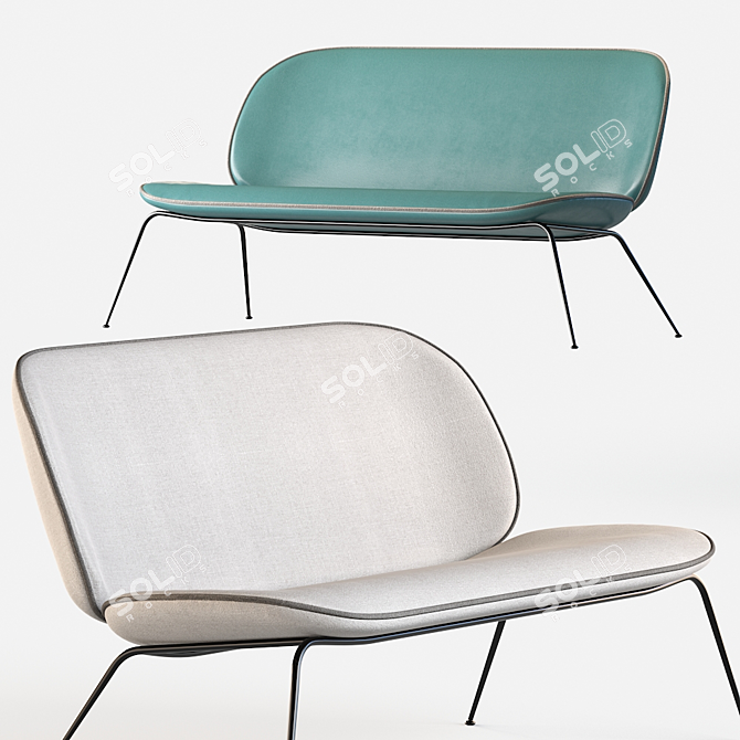 Gubi Beetle: Stylish Sofa with Metal Legs 3D model image 1