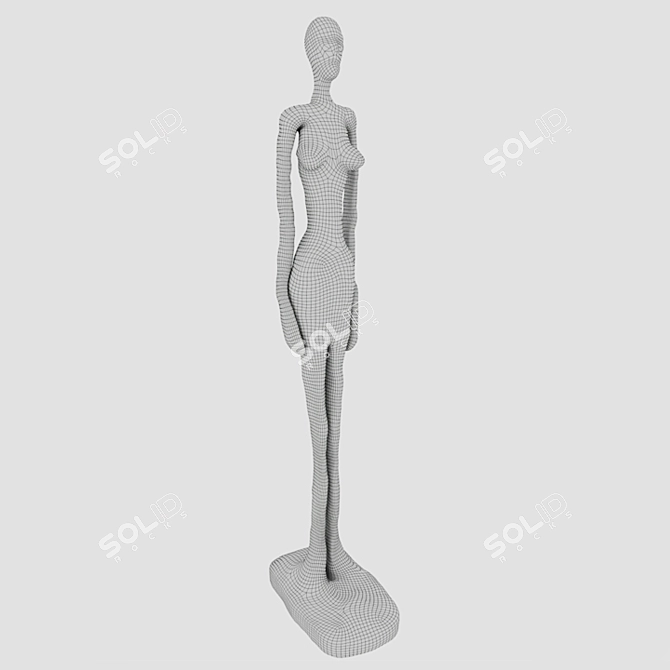 Elegant Giacometti Bronze Sculpture 3D model image 3