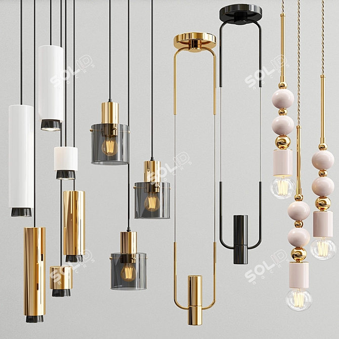Hanging Lights Quartet: Illuminate in Style! 3D model image 1