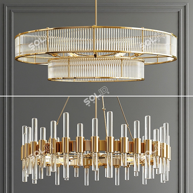 Elegant RH Marais & Haskell Chandelier 3D model image 1