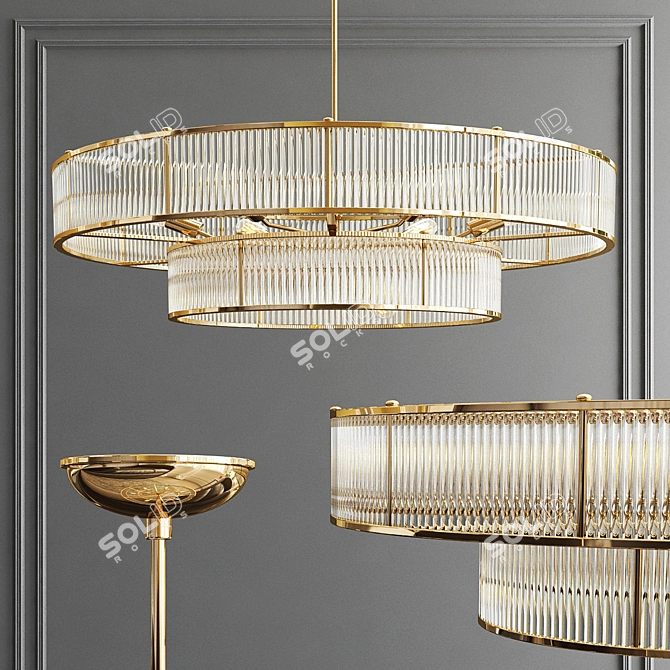Elegant RH Marais & Haskell Chandelier 3D model image 2