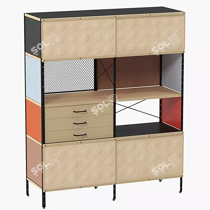 Eames ESU Bookcase: Stylish Storage Solution 3D model image 1