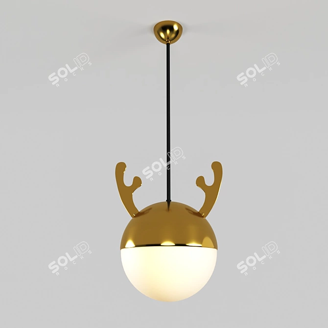 Modern Golden Pendant Light with Adjustable Height 3D model image 1