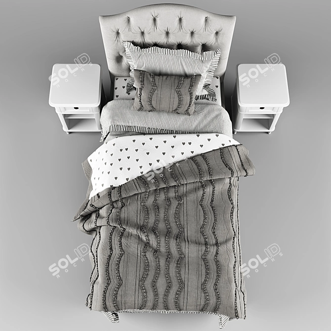 Eliza Teen Bed Set with Pottery Barn Design 3D model image 2