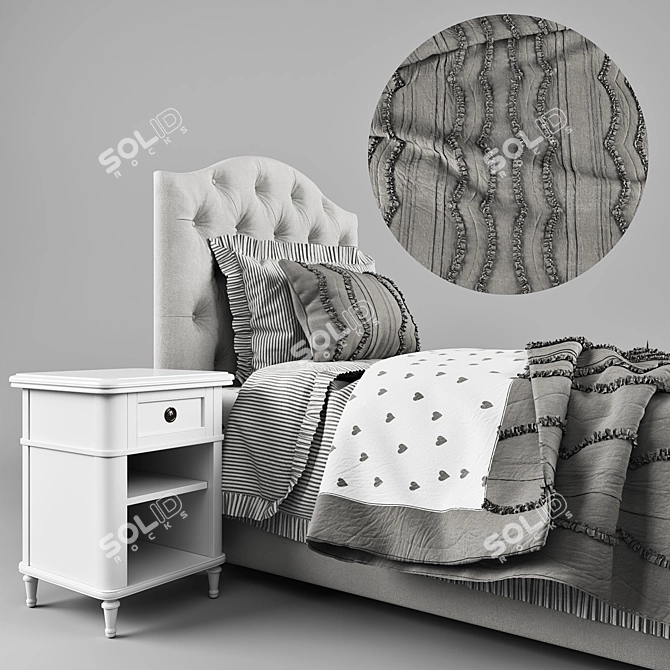 Eliza Teen Bed Set with Pottery Barn Design 3D model image 3