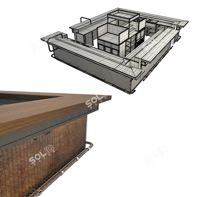 Industrial Restaurant Counter: Spacious & Efficient 3D model image 2