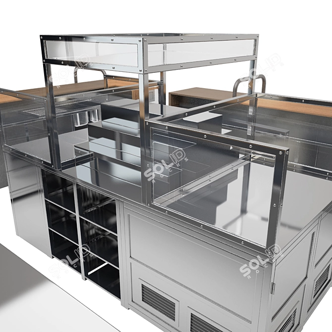 Industrial Restaurant Counter: Spacious & Efficient 3D model image 3