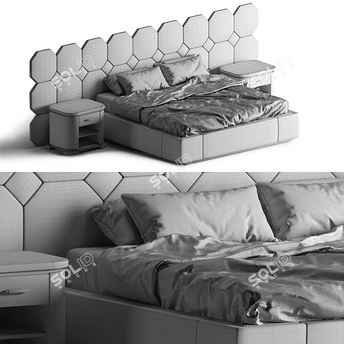 Smania Pascal 380 Bed: Luxurious Design for Ultimate Comfort 3D model image 3